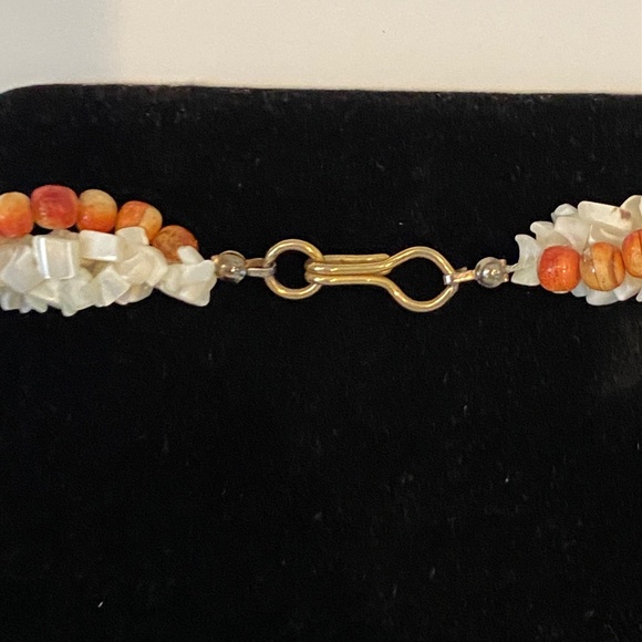 Vintage Tropical Floral Statement Necklace 24” Mother of Pearl Tiki Retro - Picture 8 of 8